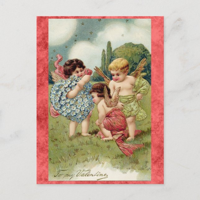 Vintage Valentines Day Cute Victorian Cherub Postcard (Front)