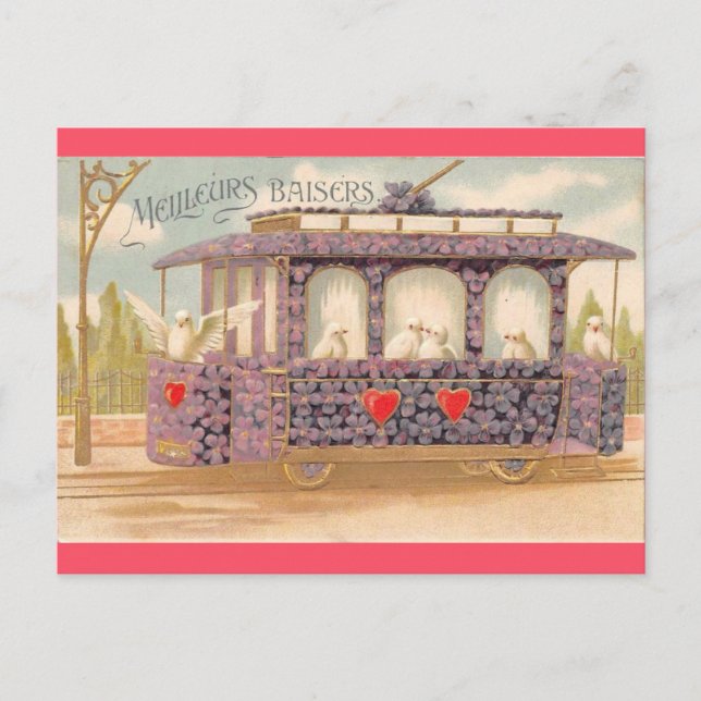 Vintage Valentine's Day French Love Doves Postcard (Front)