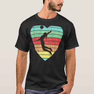 Vintage Valentines Day Heart Volleyball Player Gir T-Shirt