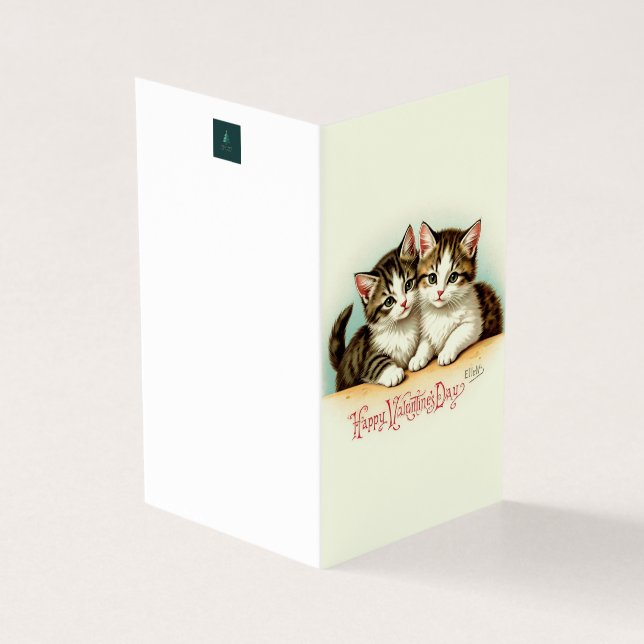 Vintage Valentine's Day Kittens Blank Greeting (Outside)
