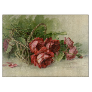 Vintage Valentine's Day Love, Crimson Red Roses Cutting Board