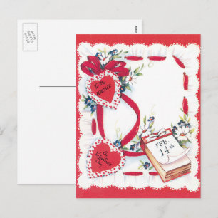 Vintage Valentine's Day Love Hearts, To My Teacher Holiday Postcard