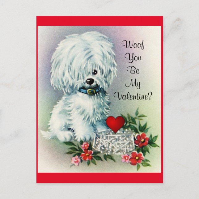 Vintage Valentine's Day Puppy Holiday Postcard (Front)