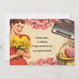 Vintage Valentines Day Retro Flat Holiday Card
