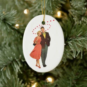 Vintage Valentine's Day, Romantic Floating Hearts Ceramic Tree Decoration