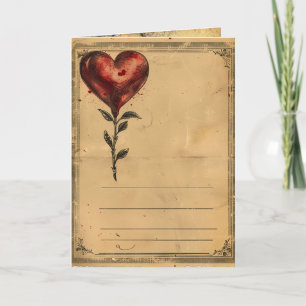 Vintage Valentine's Day Rose Heart Holiday Card