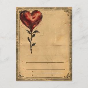 Vintage Valentine's Day Rose Heart Postcard