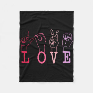 Vintage Valentine's Day Sign Language Asl Love Gif Fleece Blanket