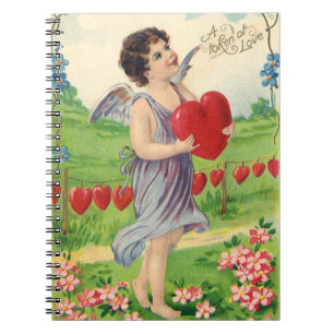 Vintage Valentines Day, Victorian Angel with Heart Notebook