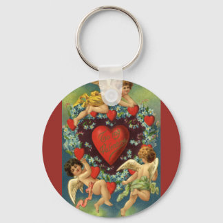 Vintage Valentine's Day, Victorian Angels Hearts Key Ring