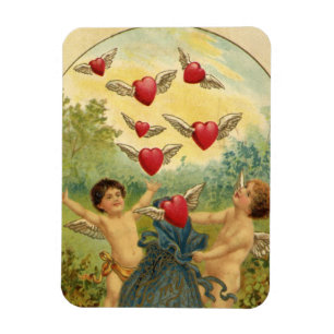 Vintage Valentine's Day, Victorian Cherubs Hearts Magnet
