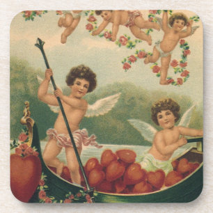 Vintage Valentine's Day, Victorian Cherubs in Boat Coaster