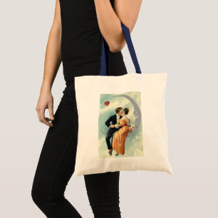 Vintage Valentine's Day Victorian Kiss on the Moon Tote Bag