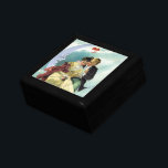 Vintage Valentine's Day Victorian Love and Romance Gift Box<br><div class="desc">Vintage illustration Victorian love and romance Valentine's Day image featuring a couple in love cuddling and hugging while sitting on a crescent moon with a happy,  smiling face. She is holding a bouquet of flowers and there is a heart floating in the sky.</div>