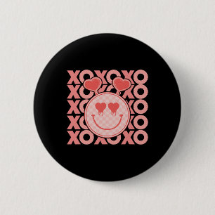 Vintage Valentine's Day Xoxo Hearts Happy Face Val 6 Cm Round Badge
