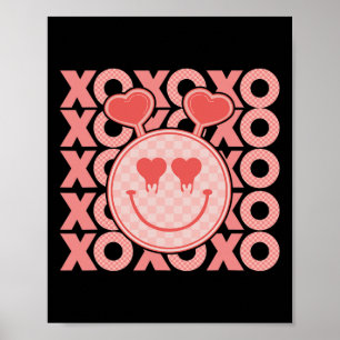 Vintage Valentine's Day Xoxo Hearts Happy Face Val Poster