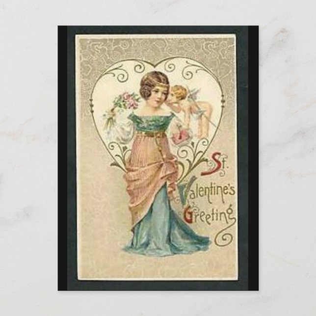 Vintage Valentines Holiday Postcard (Front)