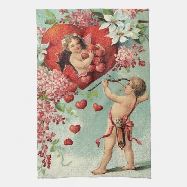 Vintage Valentine's kitchen towel (Vertical)