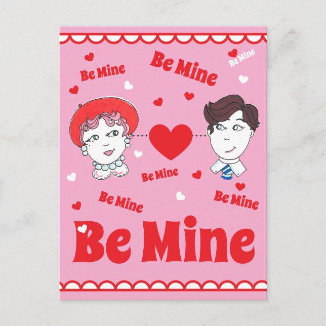Vintage Valentines Postcard,  Be Mine! Postcard (Front)