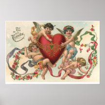 Vintage Valentines, Victorian Angels Cherubs Heart