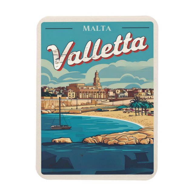 Vintage Valletta, Malta travel souvenirs and gifts Magnet (Vertical)