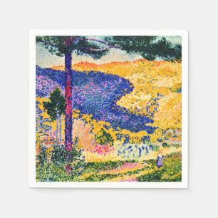 Vintage Valley with Fir painting Napkin