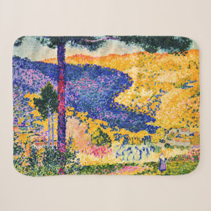 Vintage Valley with Fir painting Sherpa Blanket