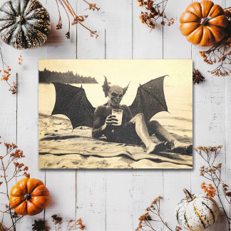 Vintage Vampire at the Beach Retro Horror Postcard