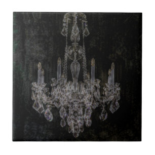 Vintage vampire gothic distressed chandelier tile