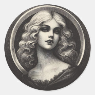 Vintage Vampire Gothic Horror Classic Round Sticker