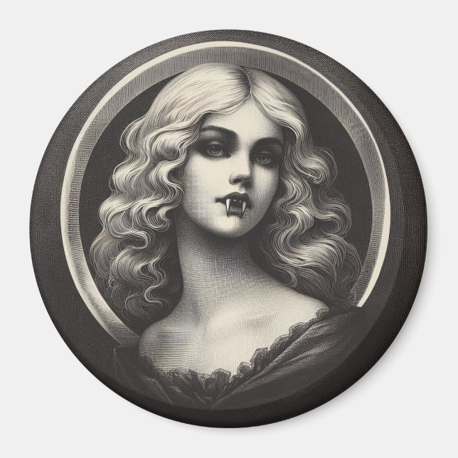 Vintage Vampire Gothic Horror Spooky Magnet (Front)