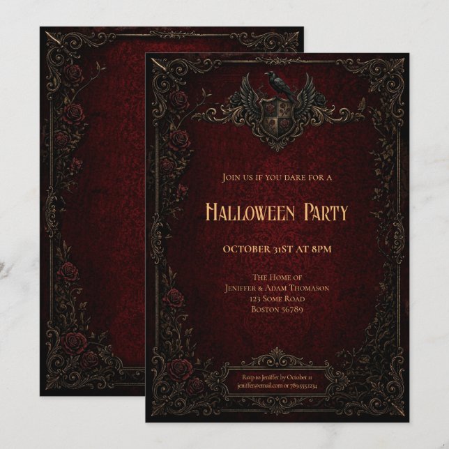Vintage Vampire Halloween Party invitation (Front/Back)