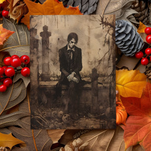 Vintage Vampire Photo Decoupage Postcard