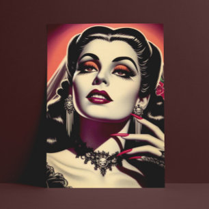 Vintage Vampire Woman Postcard