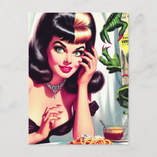 Vintage Vampire Woman Postcard