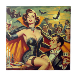 Vintage Vampire Woman Tile