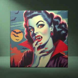 Vintage Vampire Woman Tile