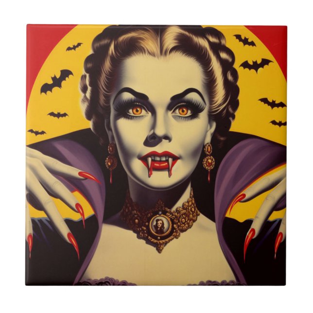 Vintage Vampire Woman Tile (Front)