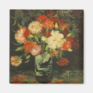 Vintage Van Gogh Flowers Red Vase with Carnations Magnet