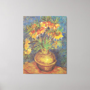 Vintage Van Gogh Fritillaries in a Copper Vase   Canvas Print