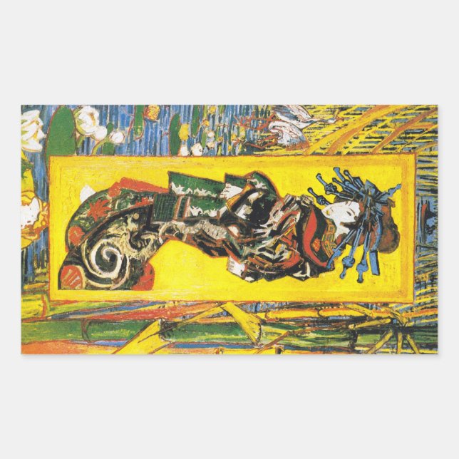 Vintage Van Gogh Geisha 1887 Rectangular Sticker (Front)
