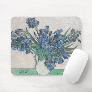 Vintage Van Gogh Irises Add Your Monogram Mouse Pad
