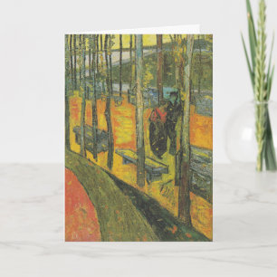 Vintage Van Gogh Orange Fall Park Landscape Card