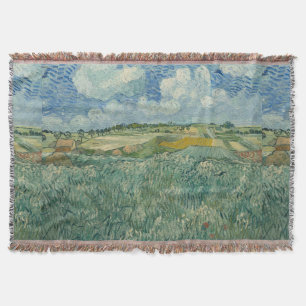 Vintage Van Gogh Plain at Auvers With Rain Clouds Throw Blanket