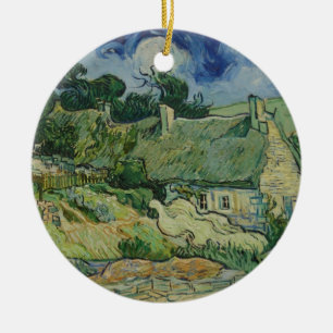 Vintage Van Gogh Thatched Cottages At Cordeville Ceramic Tree Decoration