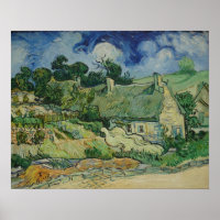 Vintage Van Gogh Thatched Cottages At Cordeville