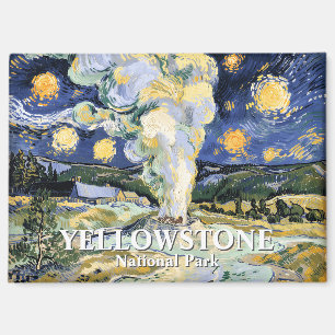 Vintage Van Gogh Yellowstone Old Faithful Painting Magnet