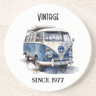 Vintage Van in Delft Blue customisable Coaster