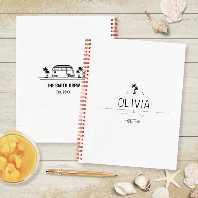 Vintage Van Life Black and White Surfer Road Trip Notebook (Vintage Van Life Black and White Surfer Road Trip Notebook ©Susanne Sachers - Sunny Wanderlust 🌞✈️)