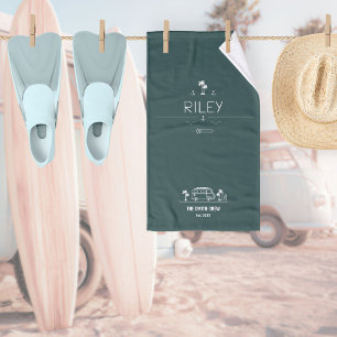 Vintage Van Life Deep Ocean Nautical Marine Hand Towel